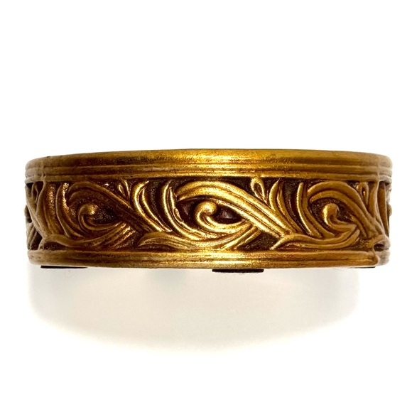 Rare Vtg Freeman & McFarlin Potteries Gold Round Covered Jewelry Trinket Box NEW - Picture 8 of 13